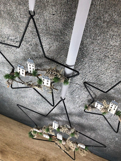 Stern Fensterdeko Häuser Haus Türkranz Advent Modern Ring Fenster Fensterschmuck Deko Weihnachten Wandschmuck – handgemacht aus Seiden- und Kunstblumen, langlebig & pflegeleicht von SarahsFlowerStudio