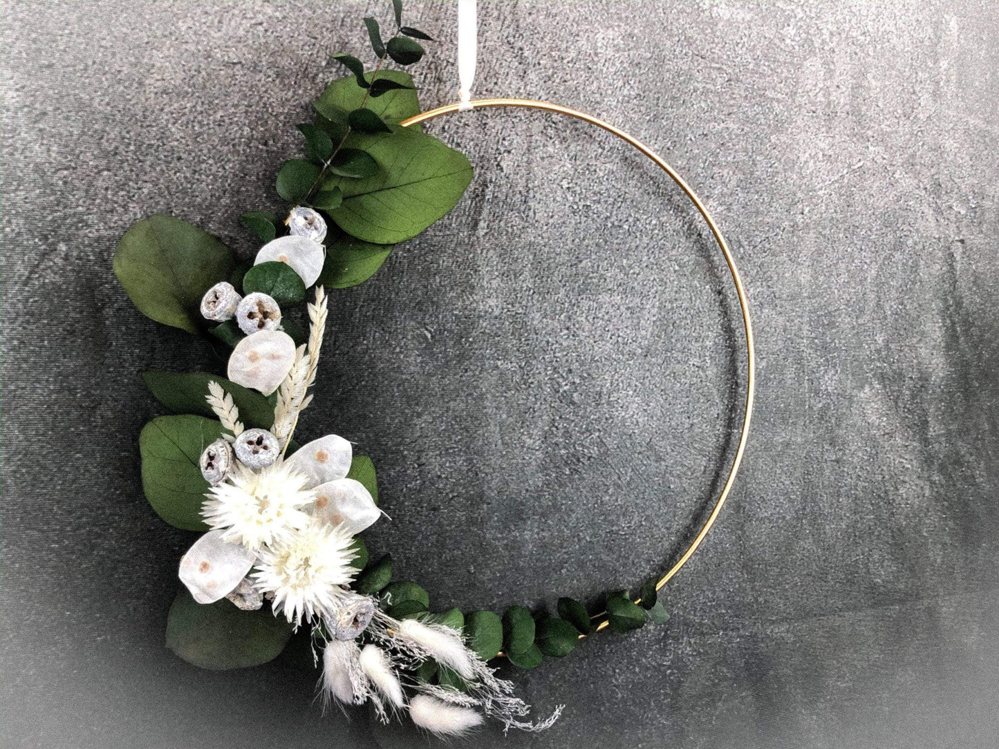 Türkranz Kranz Ring Eukalyptus Gräser Wandkranz Trockenblumen Natur natürlich Hoop Herbst Herbstlich – handgemacht aus Seiden- und Kunstblumen, langlebig & pflegeleicht von SarahsFlowerStudio