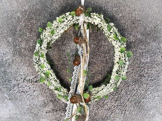 Türkranz Heide Erika Herz Eicheln Eichel Herbst Herbstlich Türschmuck Modern Wunschfarbe Wunschgröße Tür Schmuck ganzjährig – handgemacht aus Seiden- und Kunstblumen, langlebig & pflegeleicht von SarahsFlowerStudio