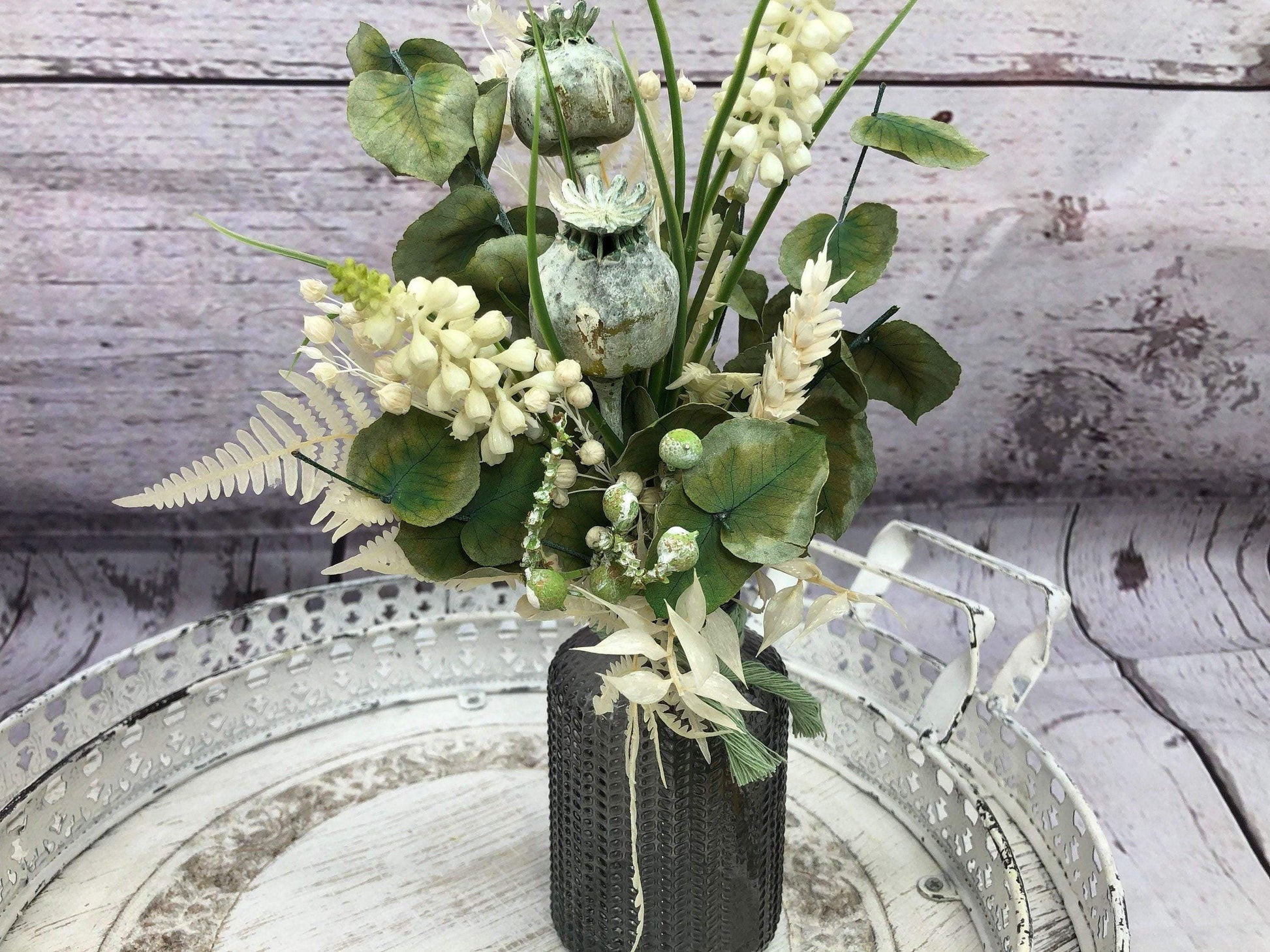Tischdeko Blumen Tischgesteck Strauß Gläser Flasche Gräser Trockenblumen Trockenmaterial Natur natürlich dried bouquet dried Flowers – handgemacht aus Seiden- und Kunstblumen, langlebig & pflegeleicht von SarahsFlowerStudio