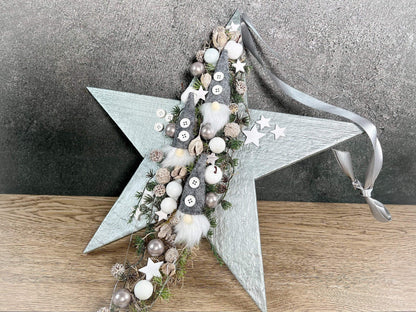 Advent Türkranz Stern 40cm Wichtel Stern Türdekoration Türschmuck Fensterdeko Weihnachten Weihnachtsdekoration – handgemacht aus Seiden- und Kunstblumen, langlebig & pflegeleicht von SarahsFlowerStudio