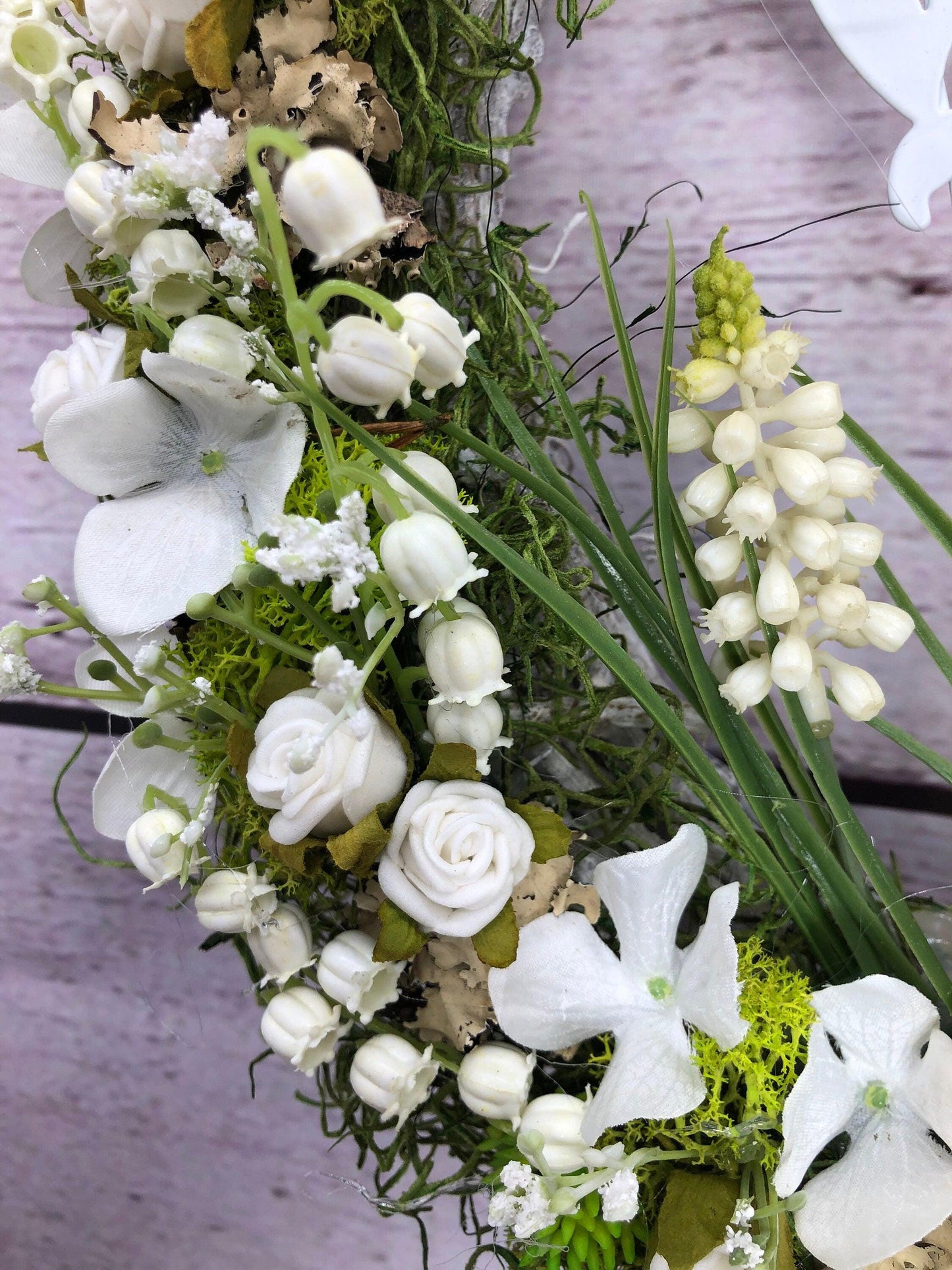 Türkranz Kirschblüten mit Fee – moderner Frühlingskranz Seidenblumen ganzjährig – Türkranz – SarahsFlowerStudio