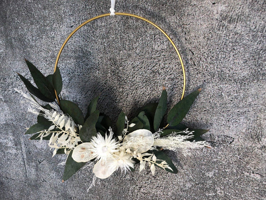 Türkranz Kranz Ring Pampasgräser Pampasgras Gräser Wandkranz Trockenblumen Natur natürlich Hoop Herbst Herbstlich – handgemacht aus Seiden- und Kunstblumen, langlebig & pflegeleicht von SarahsFlowerStudio
