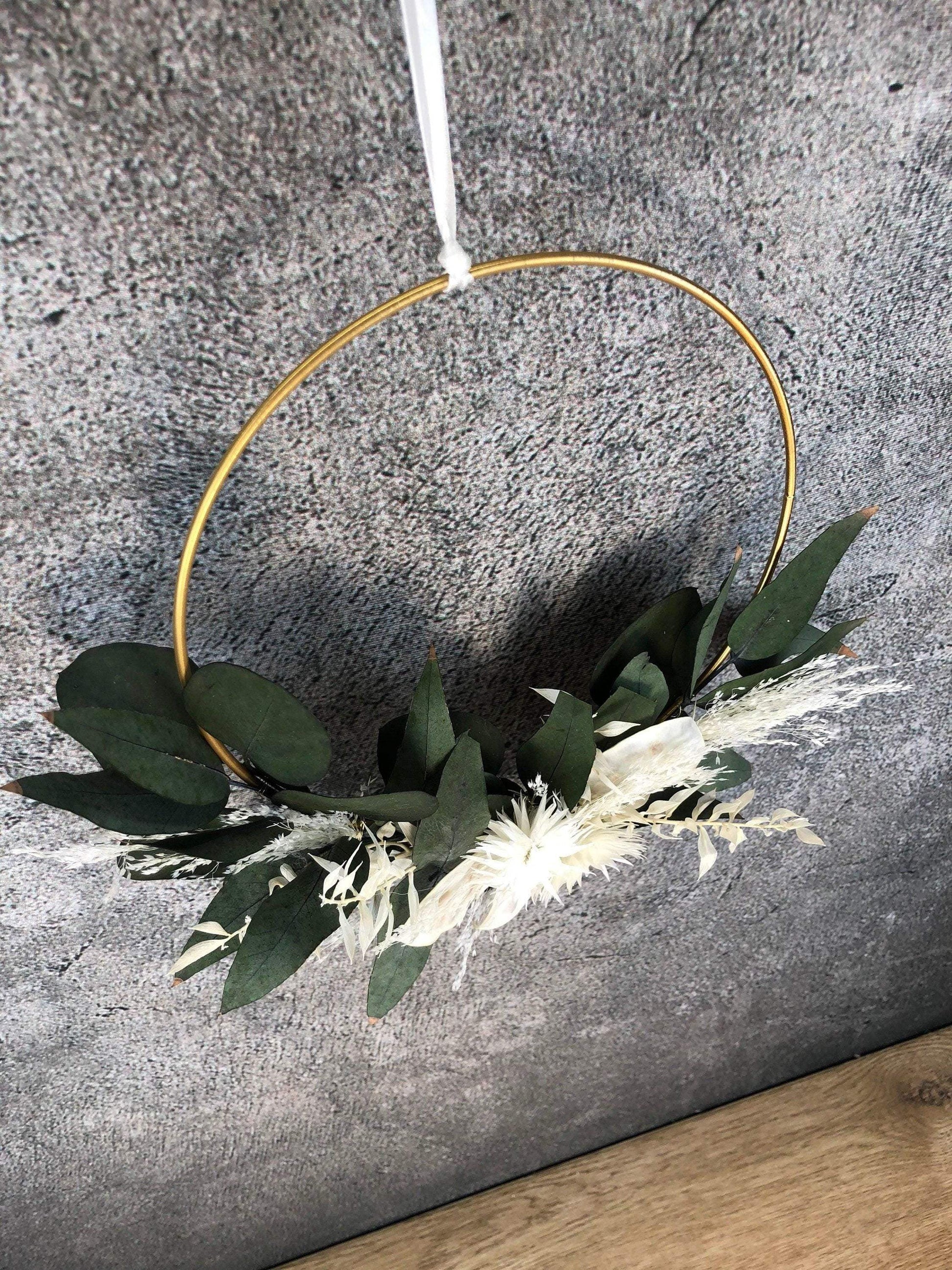 Türkranz Kranz Ring Pampasgräser Pampasgras Gräser Wandkranz Trockenblumen Natur natürlich Hoop Herbst Herbstlich – handgemacht aus Seiden- und Kunstblumen, langlebig & pflegeleicht von SarahsFlowerStudio