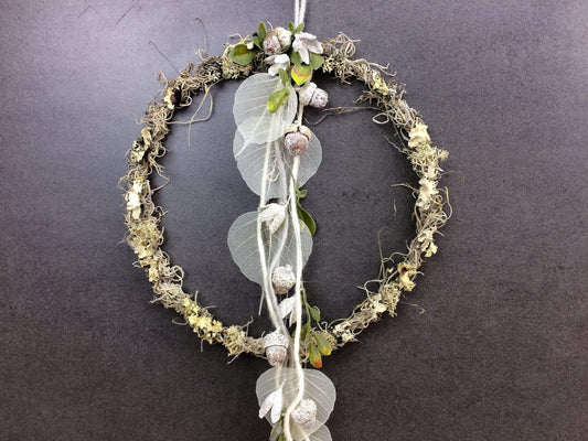 Türkranz Herbst Herbstlich Türschmuck Modern Tür Schmuck Wunschgröße ganzjährig Boho Eicheln Filz Natur Moos Skelettblätter Buchecker – handgemacht aus Seiden- und Kunstblumen, langlebig & pflegeleicht von SarahsFlowerStudio