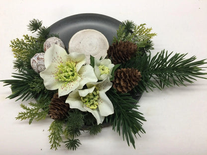 Grabgesteck Grabschmuck Allerheiligen mit Kerze 20cm Grabdeko Grabdekoration – handgemacht aus Seiden- und Kunstblumen, langlebig & pflegeleicht von SarahsFlowerStudio