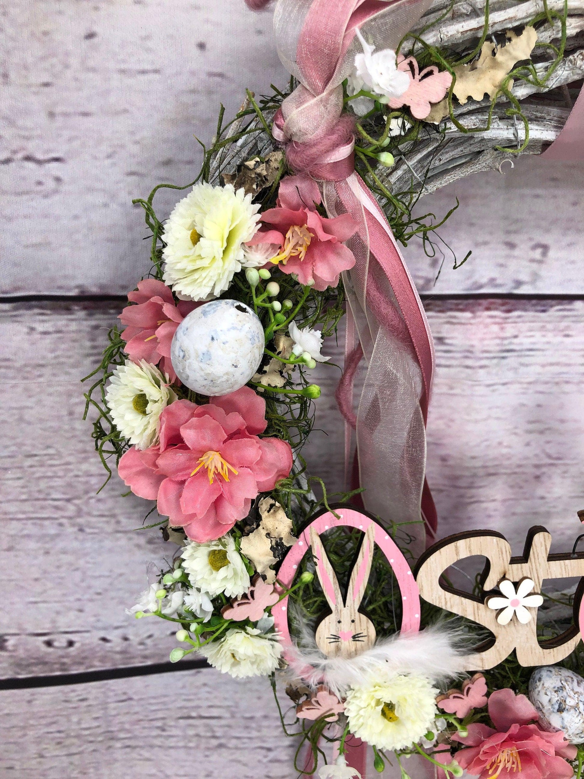 Frühlingskranz Haustür Hasen & Maiglöckchen – Seidenblumen Türkranz Ostern – Türkranz – SarahsFlowerStudio