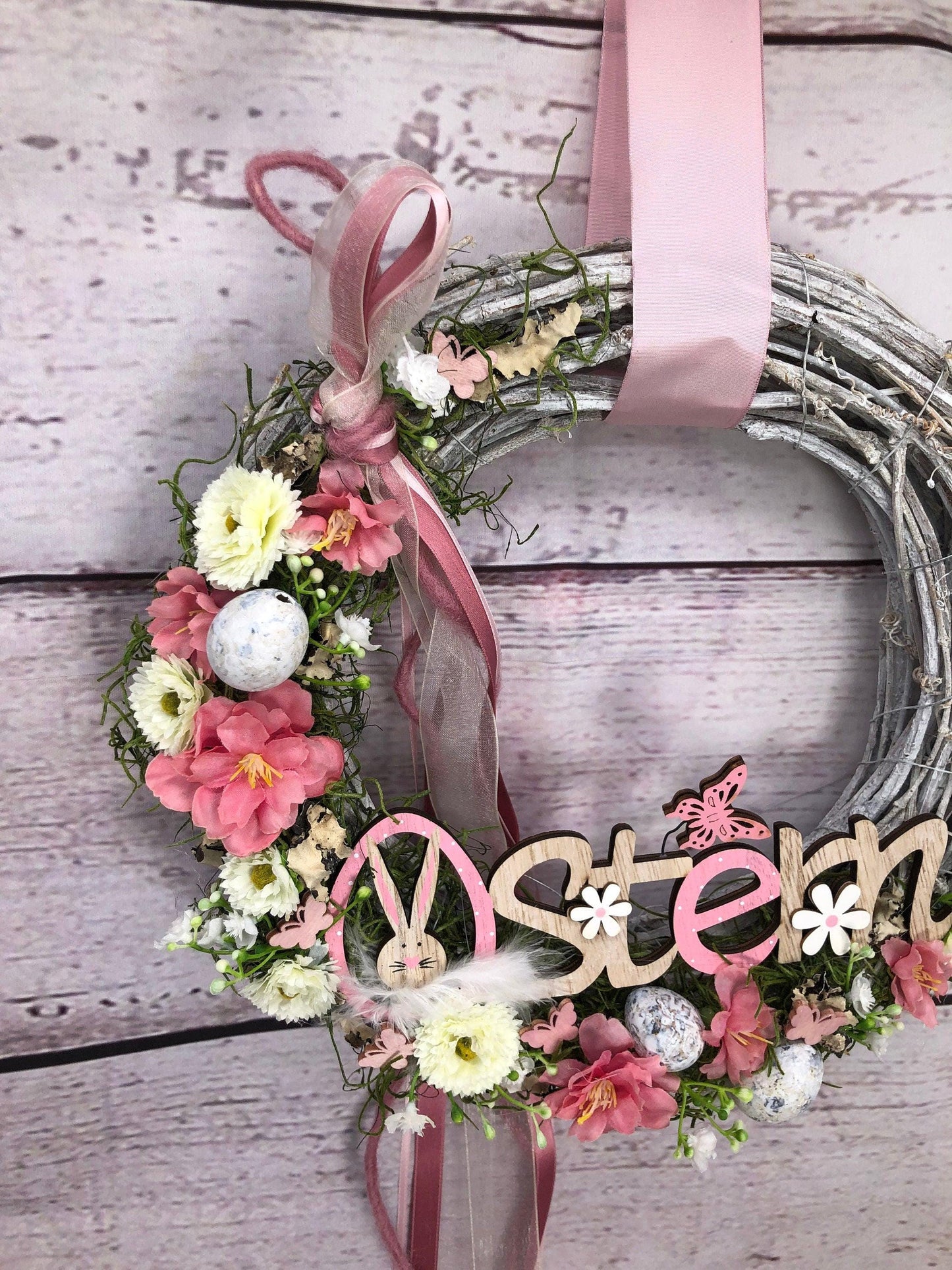 Frühlingskranz Haustür Hasen & Maiglöckchen – Seidenblumen Türkranz Ostern – Türkranz – SarahsFlowerStudio