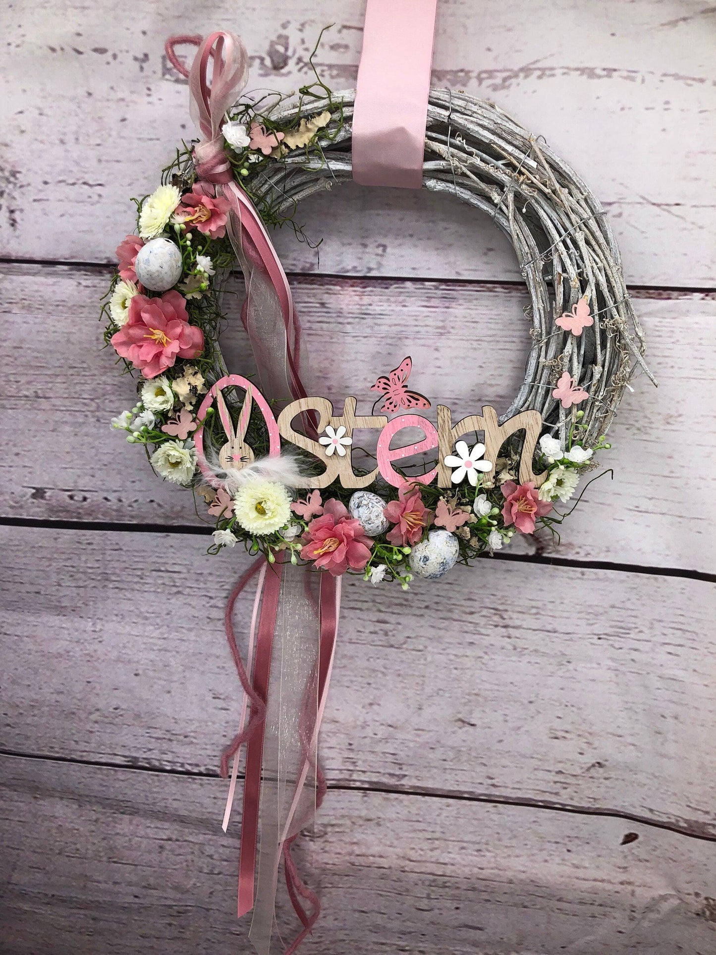 Frühlingskranz Haustür Hasen & Maiglöckchen – Seidenblumen Türkranz Ostern – Türkranz – SarahsFlowerStudio