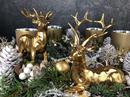 Adventskranz Adventskalender Asparagus Hirsch Zapfen mehrjährig groß rund – handgemacht aus Seiden- und Kunstblumen, langlebig & pflegeleicht von SarahsFlowerStudio
