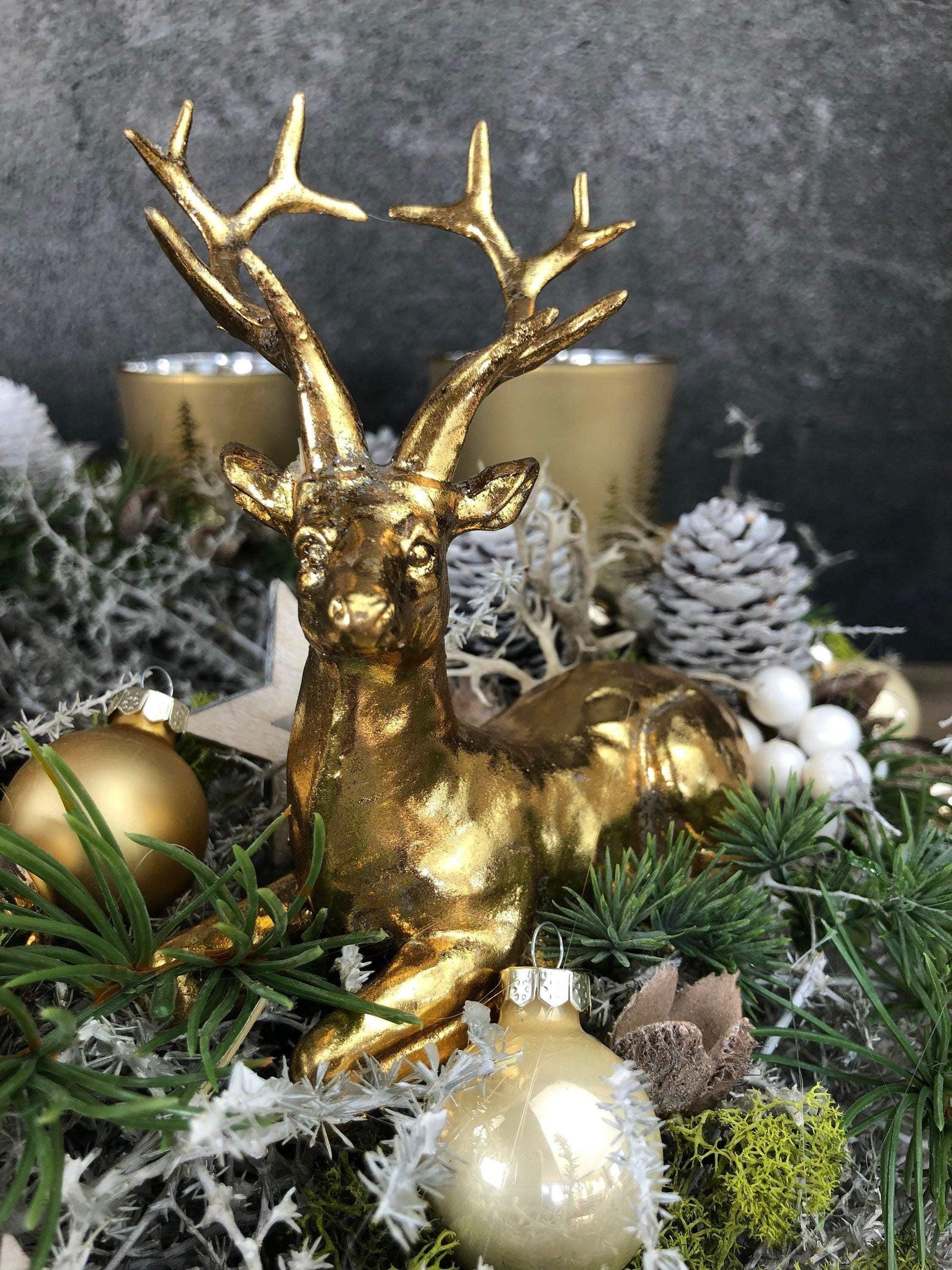 Adventskranz Adventskalender Asparagus Hirsch Zapfen mehrjährig groß rund – handgemacht aus Seiden- und Kunstblumen, langlebig & pflegeleicht von SarahsFlowerStudio