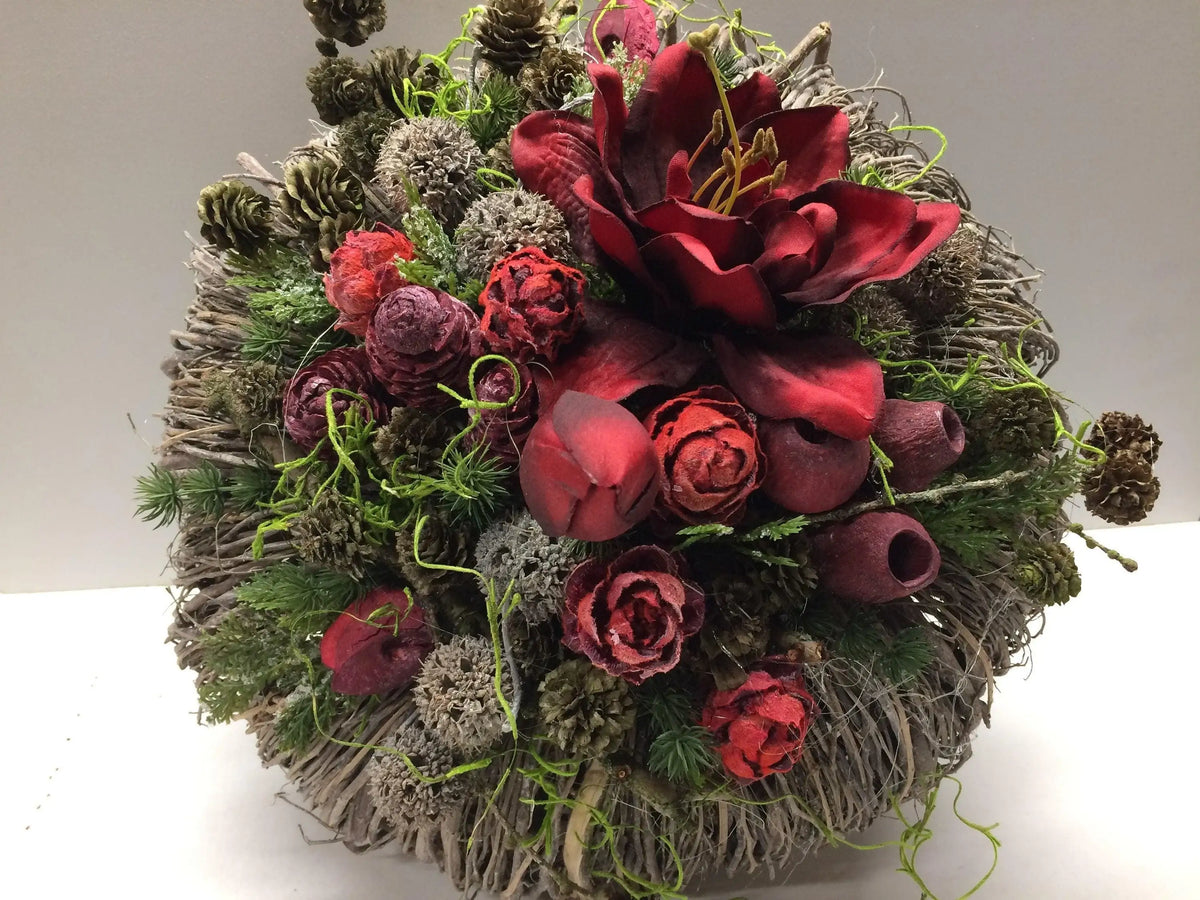 Seidenblumen Grabgesteck Amaryllis – Grabschmuck modern – für Außenber