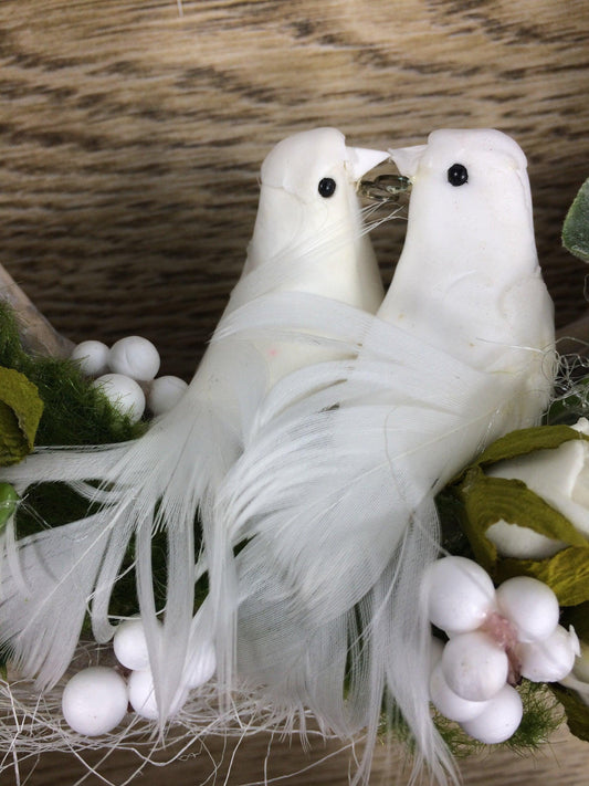 Türkranz Hochzeit Rose – Türdeko mit Rose Schleierkraut & Vögeln – Türkranz – SarahsFlowerStudio