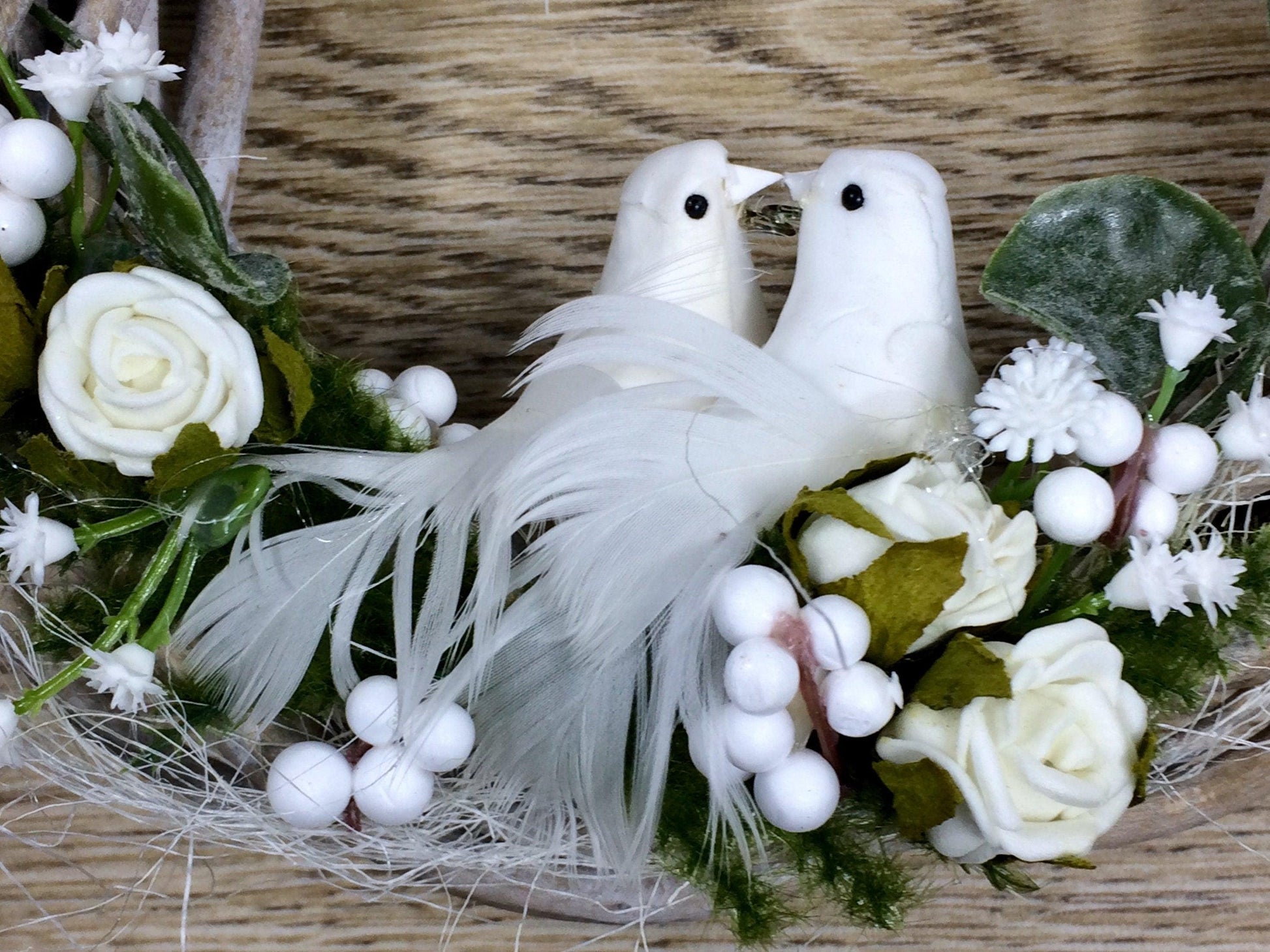 Türkranz Hochzeit Rose – Türdeko mit Rose Schleierkraut & Vögeln – Türkranz – SarahsFlowerStudio