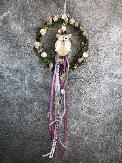Türkranz Heide Eule Herbst Herbstlich Türschmuck Modern Wunschfarbe Wunschgröße Tür Schmuck ganzjährig – handgemacht aus Seiden- und Kunstblumen, langlebig & pflegeleicht von SarahsFlowerStudio