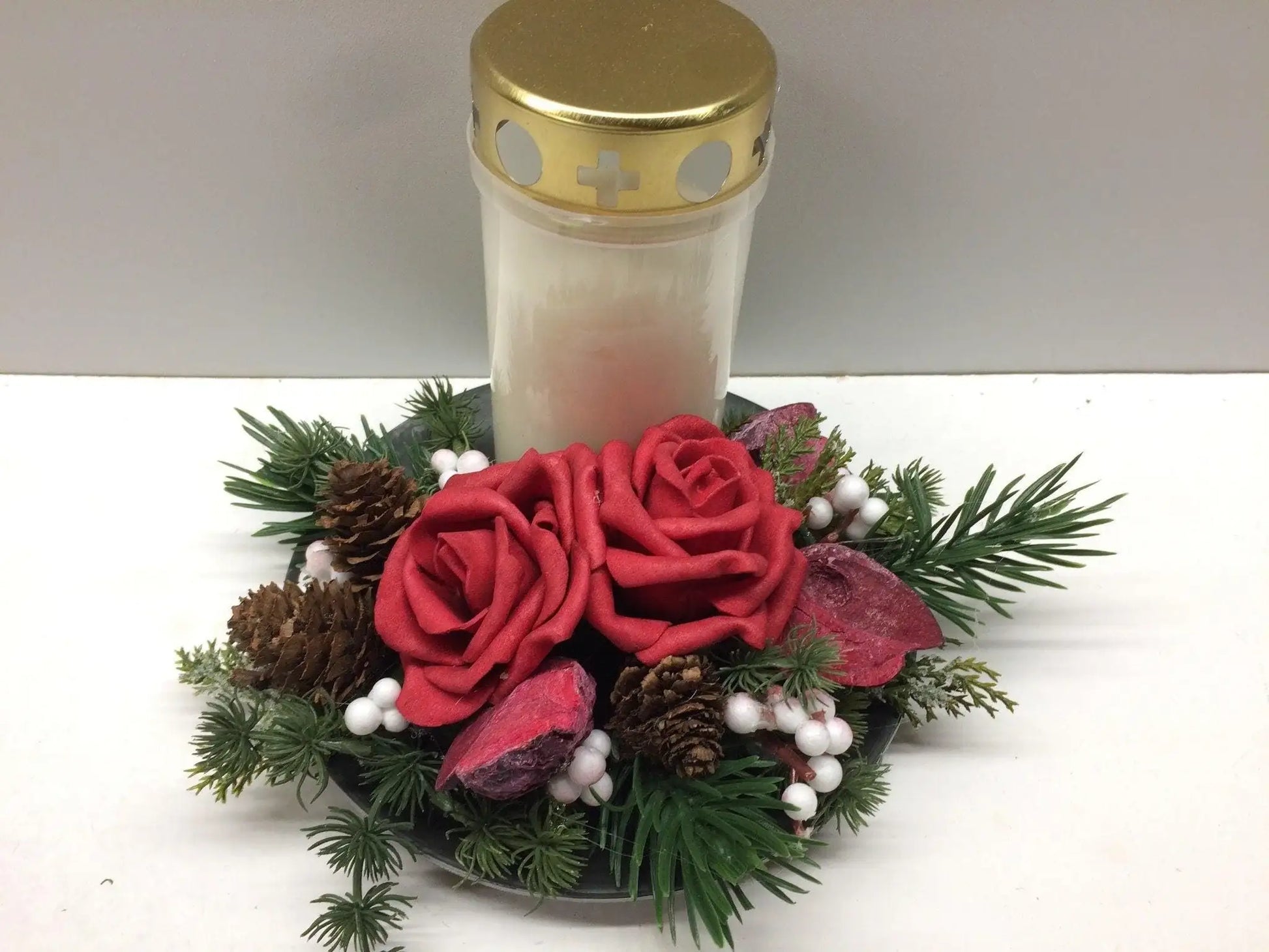 Grabgesteck Grabschmuck in Wunschfarbe Grabdeko Grabdekoration – handgemacht aus Seiden- und Kunstblumen, langlebig & pflegeleicht von SarahsFlowerStudio