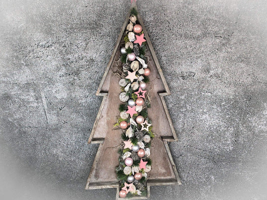 Türkranz Tannenbaum Tanne Baum Advent Kranz Wanddekoration Dekoration Türdekoration Weihnachten Weidenkranz – handgemacht aus Seiden- und Kunstblumen, langlebig & pflegeleicht von SarahsFlowerStudio