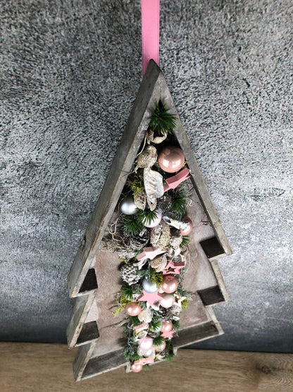 Türkranz Tannenbaum Tanne Baum Advent Kranz Wanddekoration Dekoration Türdekoration Weihnachten Weidenkranz – handgemacht aus Seiden- und Kunstblumen, langlebig & pflegeleicht von SarahsFlowerStudio