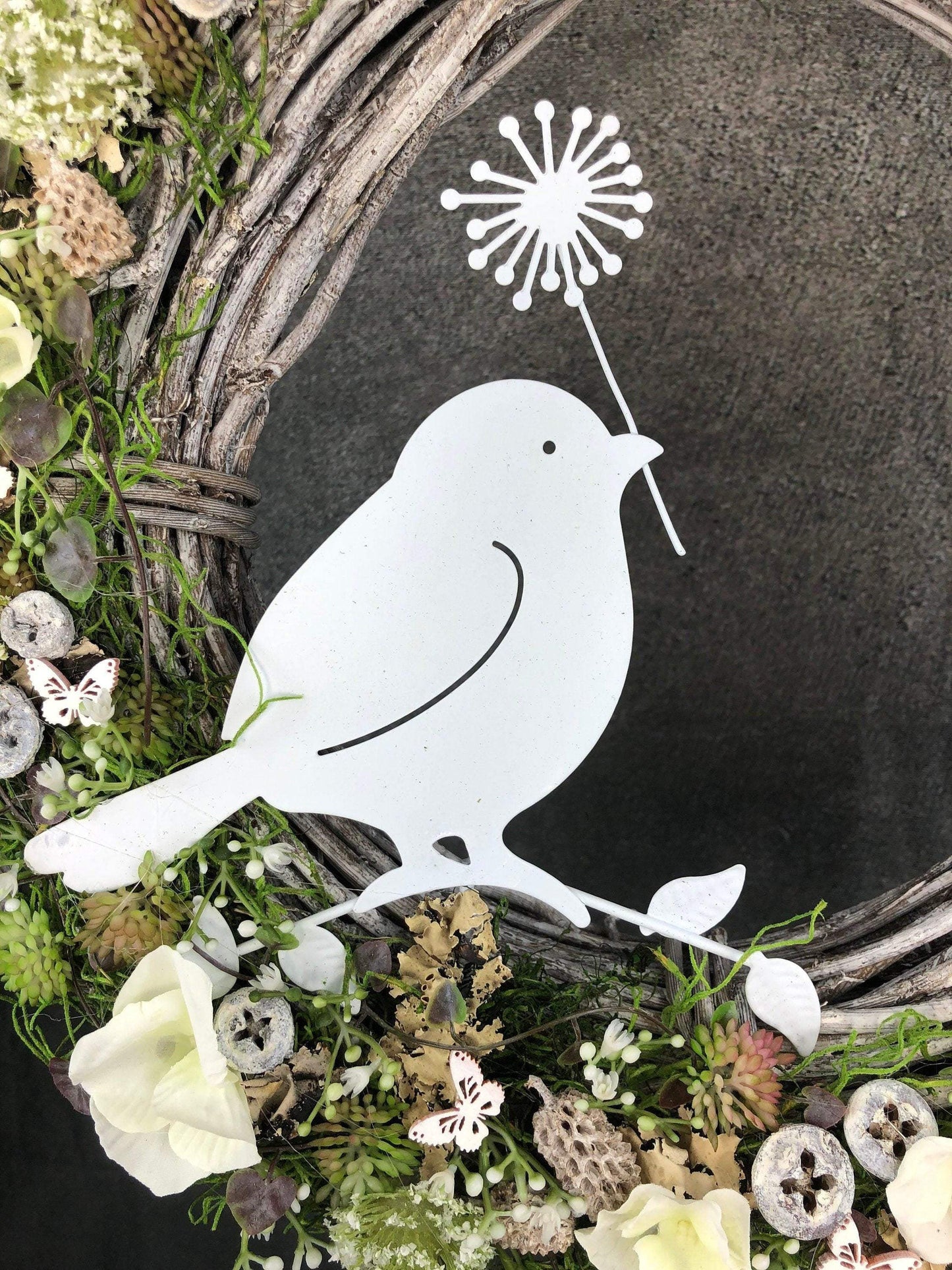 Türkranz Türdeko Türschmuck Kirschblüten Vogel Willkommen Pusteblume Modern ganzjährig Tür Schmuck Herbst – handgemacht aus Seiden- und Kunstblumen, langlebig & pflegeleicht von SarahsFlowerStudio