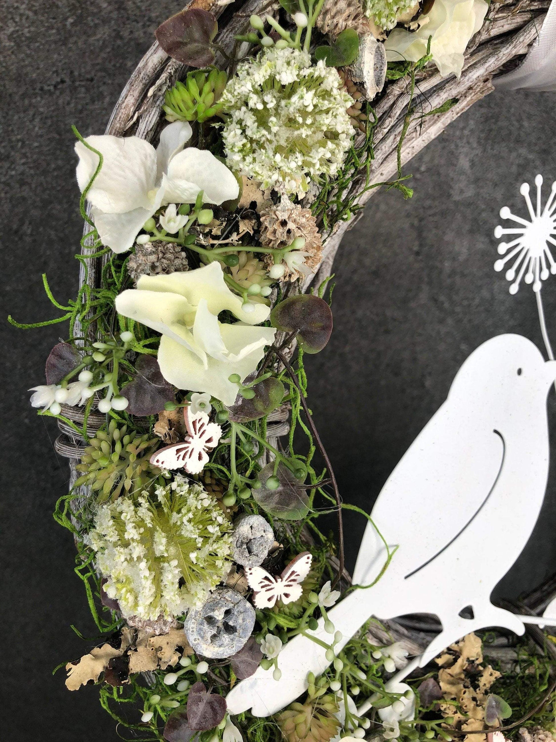 Türkranz Türdeko Türschmuck Kirschblüten Vogel Willkommen Pusteblume Modern ganzjährig Tür Schmuck Herbst – handgemacht aus Seiden- und Kunstblumen, langlebig & pflegeleicht von SarahsFlowerStudio