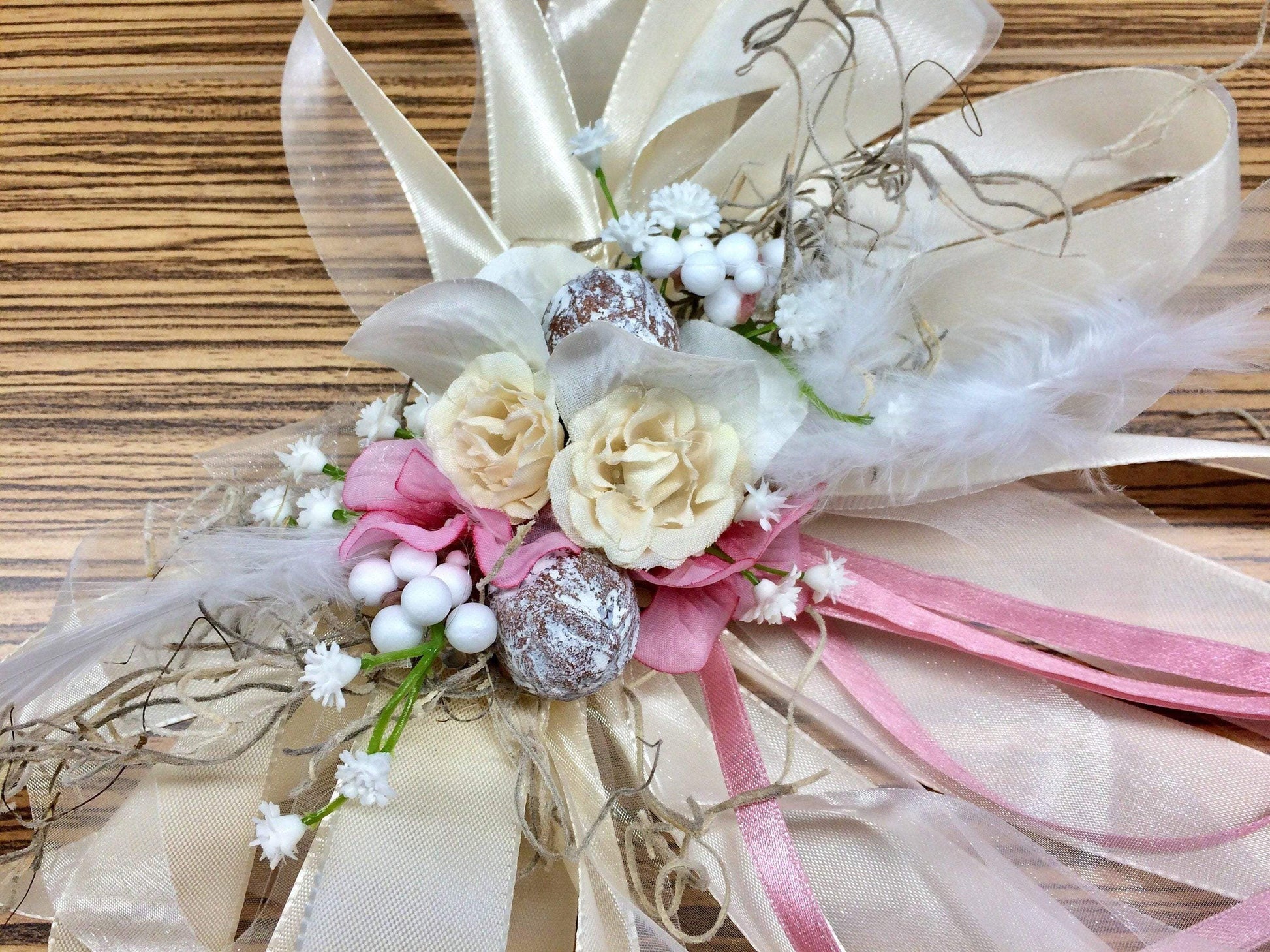 2 Schleifen 60cmx25cm Autoschleifen für Seitenspiegel Kirchenbank in Wunschfarbe große Schleife Dekoration Rose – handgemacht aus Seiden- und Kunstblumen, langlebig & pflegeleicht von SarahsFlowerStudio