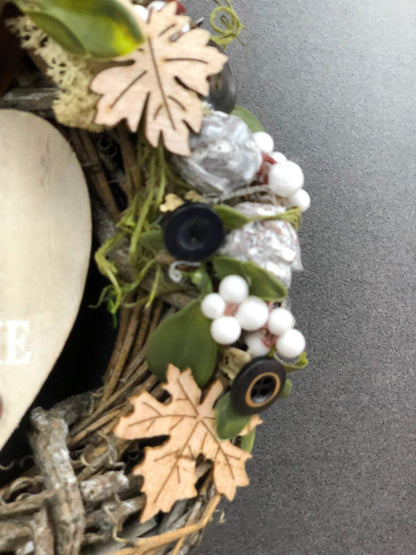 Türkranz 22cm Türdeko Türschmuck Herz Welcome Modern Tür Schmuck Herbst herbstlich ganzjährig Herbst – handgemacht aus Seiden- und Kunstblumen, langlebig & pflegeleicht von SarahsFlowerStudio