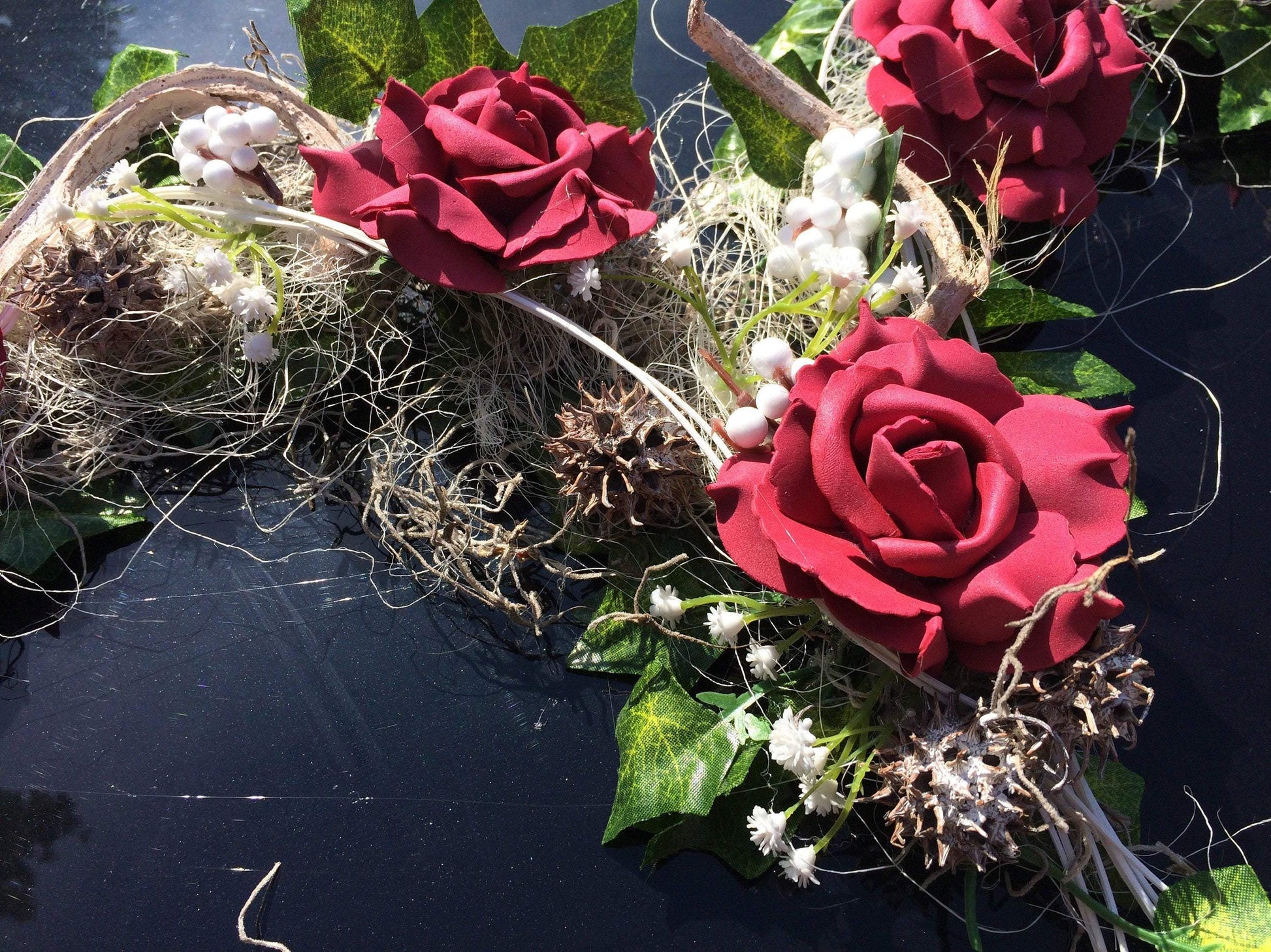 Autoschmuck Set 3 Teilig Herz und Schleifen Autodekoration Autoblumenschmuck Gesteck Hochzeit Kutschen Schmuck Kutschendeko Kutsche Wedding – handgemacht aus Seiden- und Kunstblumen, langlebig & pflegeleicht von SarahsFlowerStudio