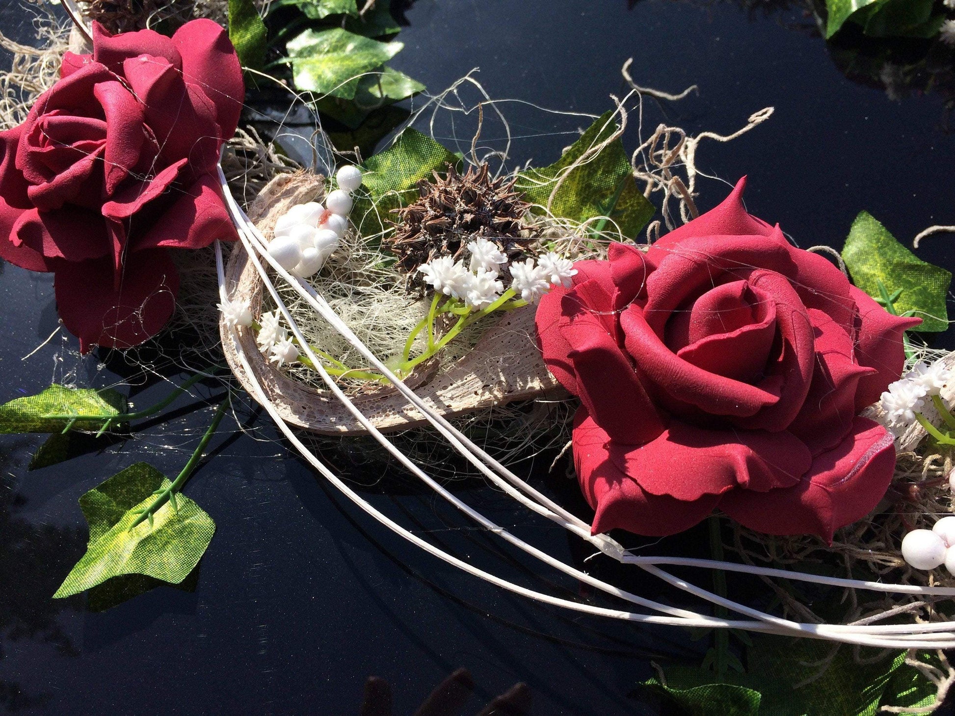 Autoschmuck Set 3 Teilig Herz und Schleifen Autodekoration Autoblumenschmuck Gesteck Hochzeit Kutschen Schmuck Kutschendeko Kutsche Wedding – handgemacht aus Seiden- und Kunstblumen, langlebig & pflegeleicht von SarahsFlowerStudio