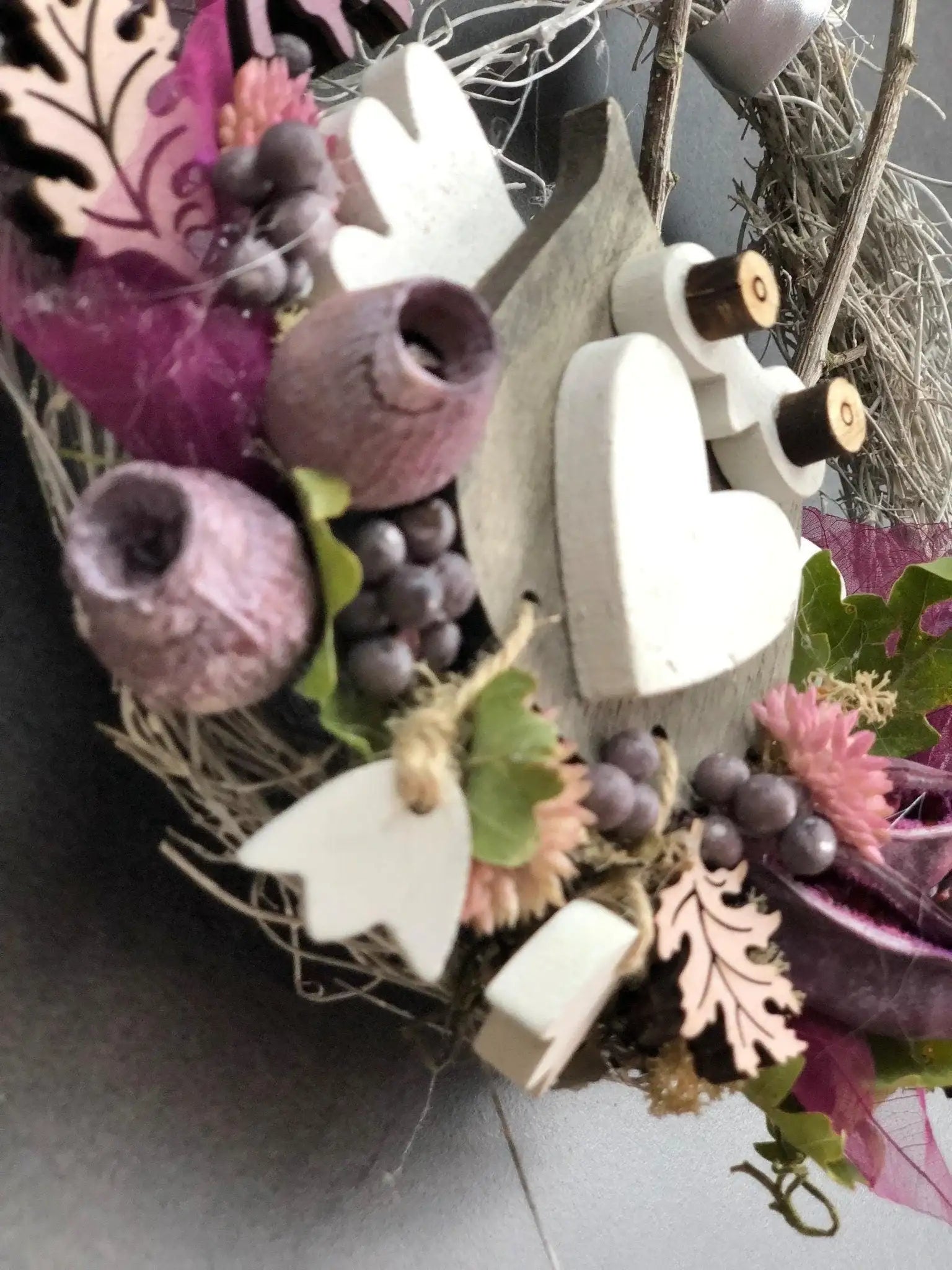 Türkranz 22cm Türdeko Türschmuck Eule Modern Tür Schmuck Herbst herbstlich ganzjährig Herbst – handgemacht aus Seiden- und Kunstblumen, langlebig & pflegeleicht von SarahsFlowerStudio
