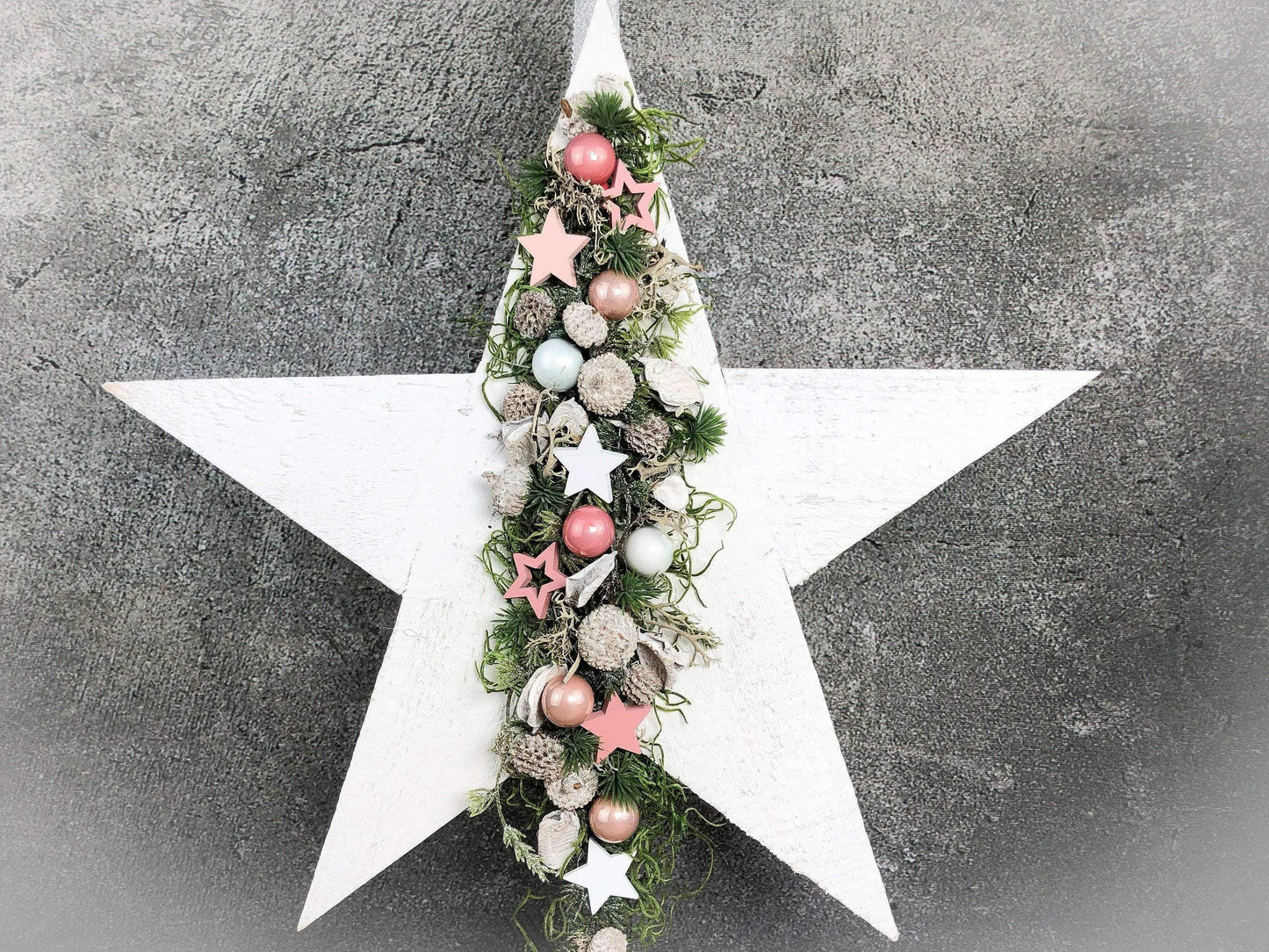 Advent Türkranz Stern 40cm Stern Türdekoration Türschmuck Fensterdeko Weihnachten Weihnachtsdekoration – handgemacht aus Seiden- und Kunstblumen, langlebig & pflegeleicht von SarahsFlowerStudio