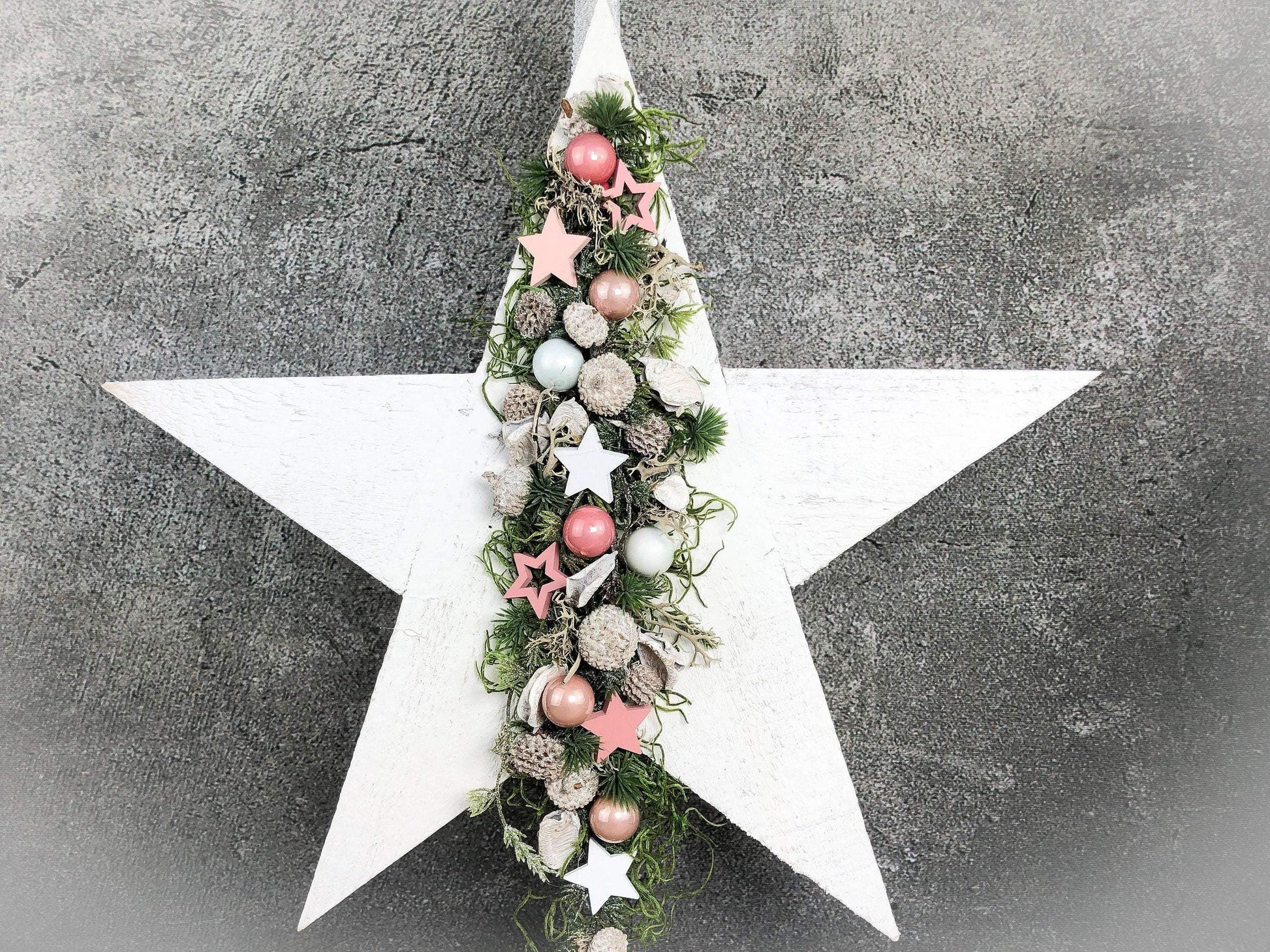 Advent Türkranz Stern 40cm Stern Türdekoration Türschmuck Fensterdeko Weihnachten Weihnachtsdekoration – handgemacht aus Seiden- und Kunstblumen, langlebig & pflegeleicht von SarahsFlowerStudio