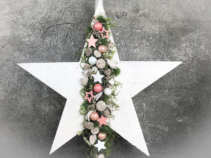 Advent Türkranz Stern 40cm Stern Türdekoration Türschmuck Fensterdeko Weihnachten Weihnachtsdekoration – handgemacht aus Seiden- und Kunstblumen, langlebig & pflegeleicht von SarahsFlowerStudio