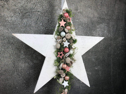 Advent Türkranz Stern 40cm Stern Türdekoration Türschmuck Fensterdeko Weihnachten Weihnachtsdekoration – handgemacht aus Seiden- und Kunstblumen, langlebig & pflegeleicht von SarahsFlowerStudio