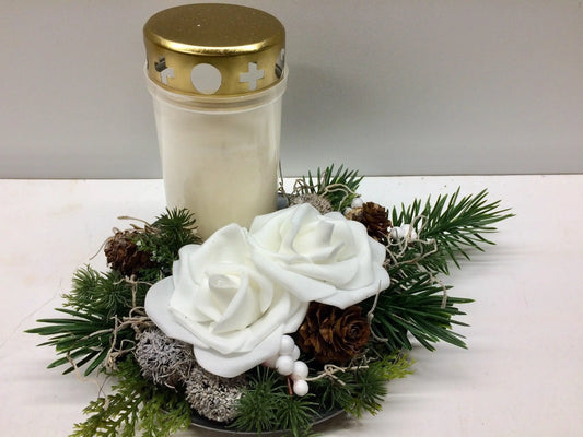 Grabgesteck Grabschmuck in Wunschfarbe 20cm Grabdekoration Grabschmuck Allerheiligen – handgemacht aus Seiden- und Kunstblumen, langlebig & pflegeleicht von SarahsFlowerStudio