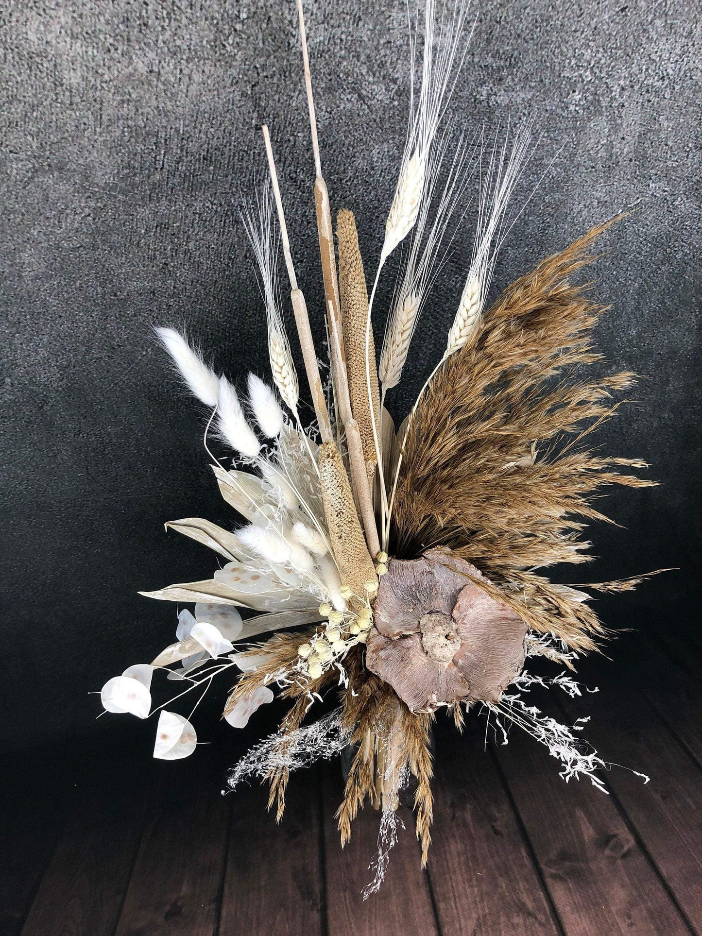 Trockenblumenstrauß Strauß Gräser mit Exoten Pampasgras Gräser Trockenblumen Trockenmaterial Natur natürlich dried bouquet dried Flowers – handgemacht aus Seiden- und Kunstblumen, langlebig & pflegeleicht von SarahsFlowerStudio