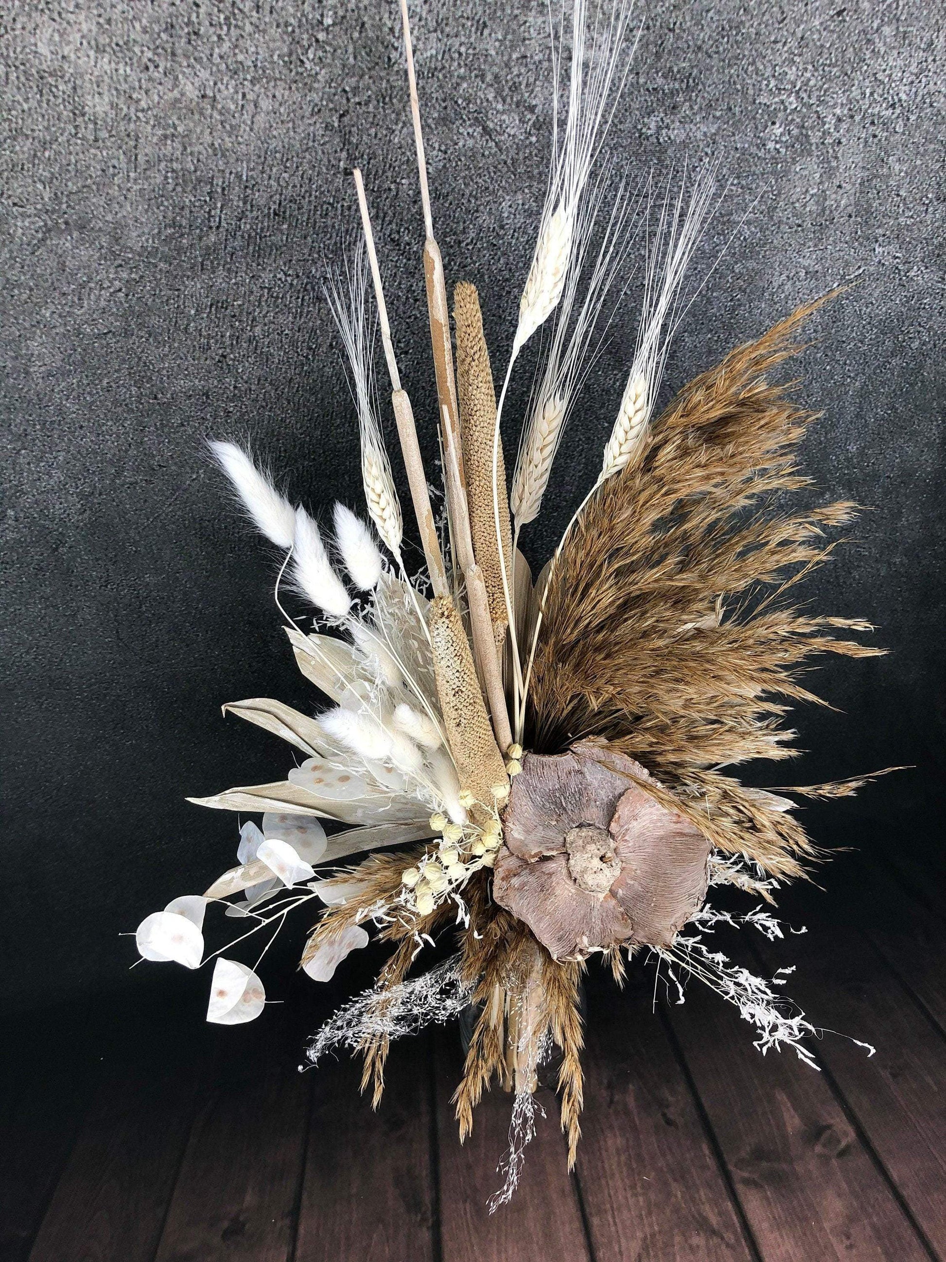 Trockenblumenstrauß Strauß Gräser mit Exoten Pampasgras Gräser Trockenblumen Trockenmaterial Natur natürlich dried bouquet dried Flowers – handgemacht aus Seiden- und Kunstblumen, langlebig & pflegeleicht von SarahsFlowerStudio