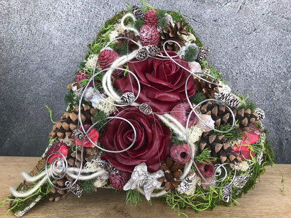 Grabgesteck Grabschmuck Herz Wunschgröße Grabdekoration Grabschmuck Allerheiligen Wachs Rose – handgemacht aus Seiden- und Kunstblumen, langlebig & pflegeleicht von SarahsFlowerStudio