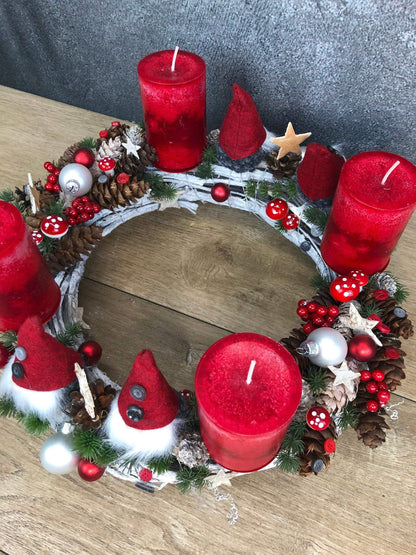 Adventskranz Adventskalender – handgemacht aus Seiden- und Kunstblumen, langlebig & pflegeleicht von SarahsFlowerStudio