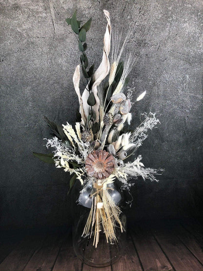 Trockenblumenstrauß Strauß Gräser mit Exoten Eukalyptus Gräser Trockenblumen Trockenmaterial Natur natürlich dried bouquet dried Flowers – handgemacht aus Seiden- und Kunstblumen, langlebig & pflegeleicht von SarahsFlowerStudio