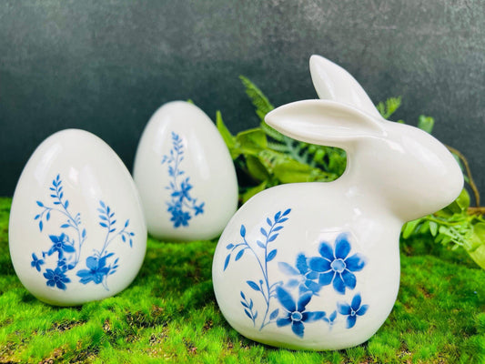 Osterdeko Seidenblumen – Ei und Hase als Tisch- und Fensterdeko – Frühlingsdeko – SarahsFlowerStudio