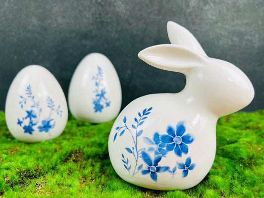 Osterdeko Seidenblumen – Ei und Hase als Tisch- und Fensterdeko – Frühlingsdeko – SarahsFlowerStudio