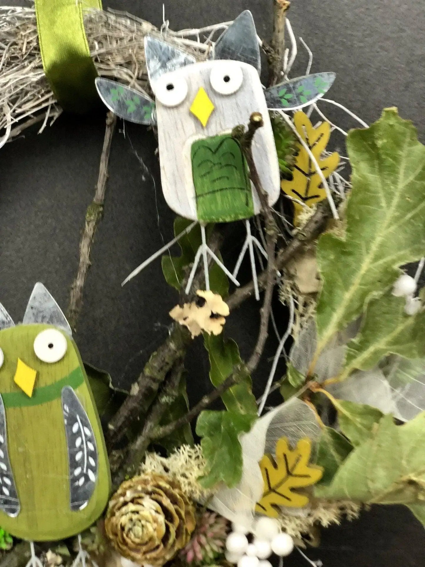 Türkranz 22cm Türdeko Türschmuck Eule Modern Tür Schmuck Herbst herbstlich ganzjährig Herbst – handgemacht aus Seiden- und Kunstblumen, langlebig & pflegeleicht von SarahsFlowerStudio