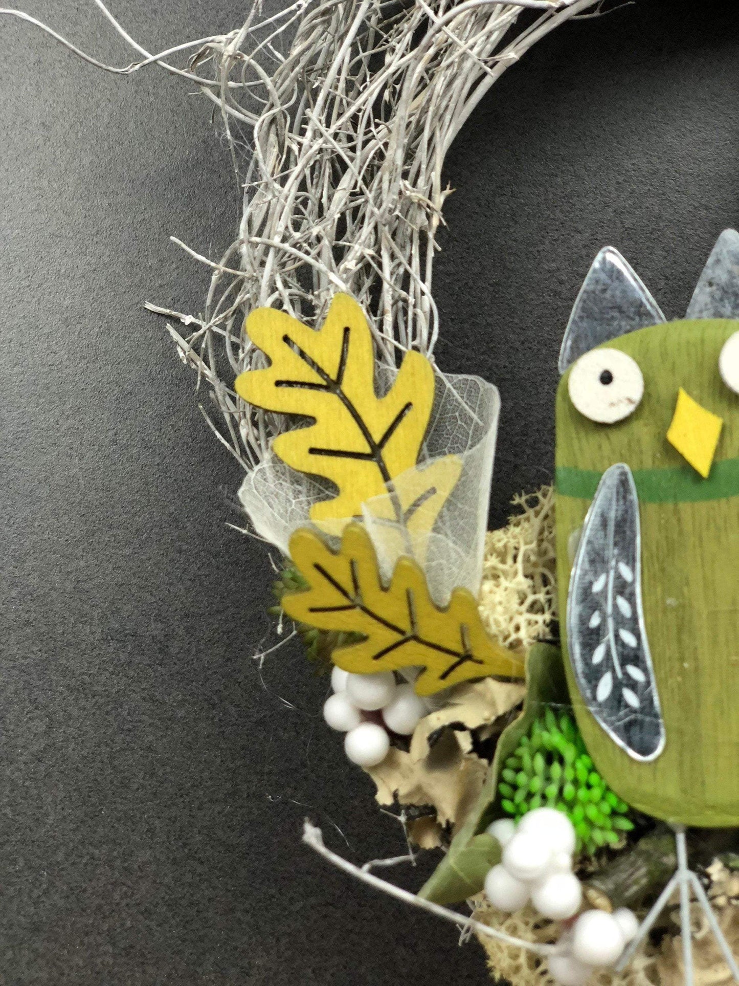 Türkranz 22cm Türdeko Türschmuck Eule Modern Tür Schmuck Herbst herbstlich ganzjährig Herbst – handgemacht aus Seiden- und Kunstblumen, langlebig & pflegeleicht von SarahsFlowerStudio