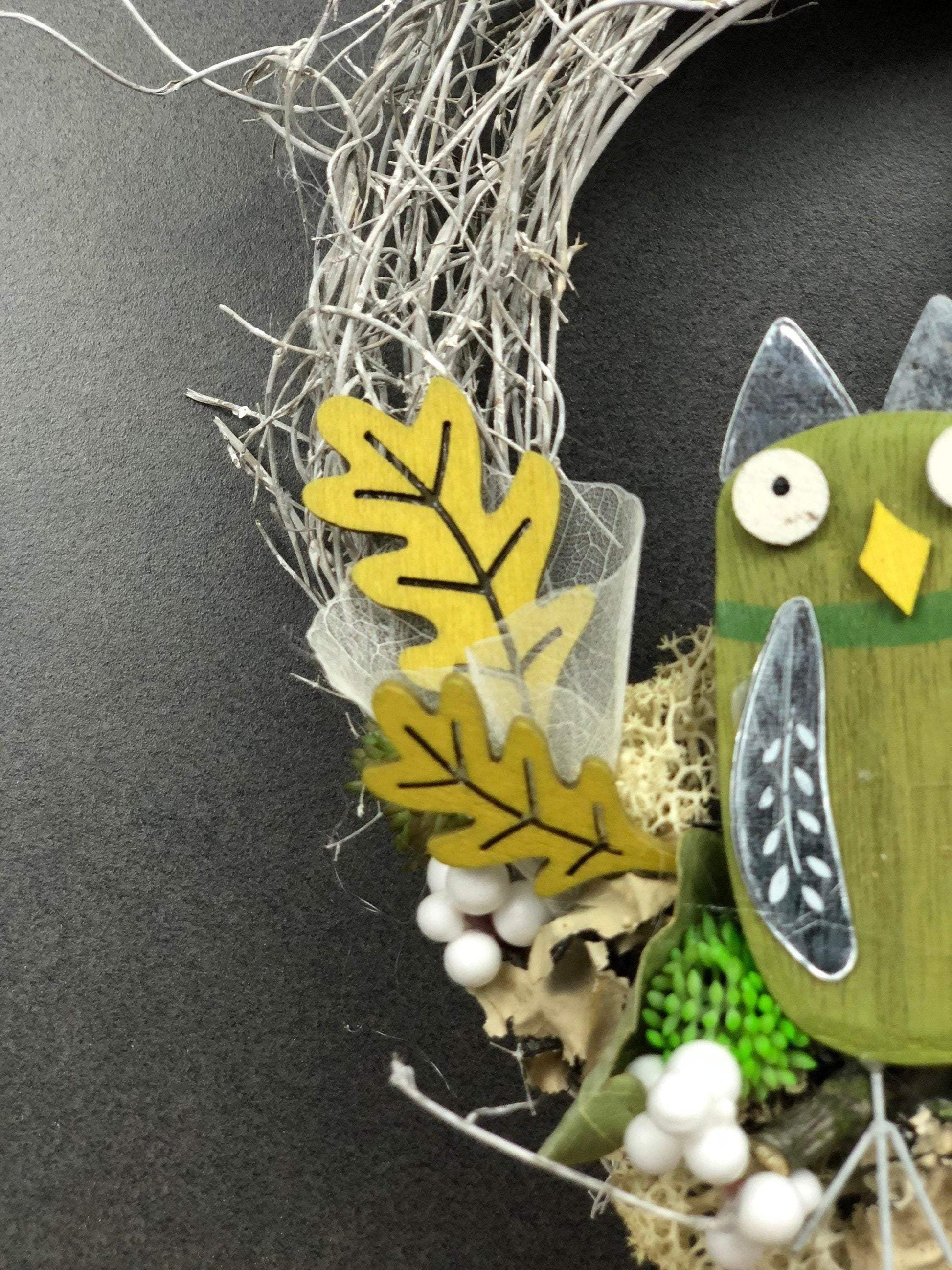 Türkranz 22cm Türdeko Türschmuck Eule Modern Tür Schmuck Herbst herbstlich ganzjährig Herbst – handgemacht aus Seiden- und Kunstblumen, langlebig & pflegeleicht von SarahsFlowerStudio