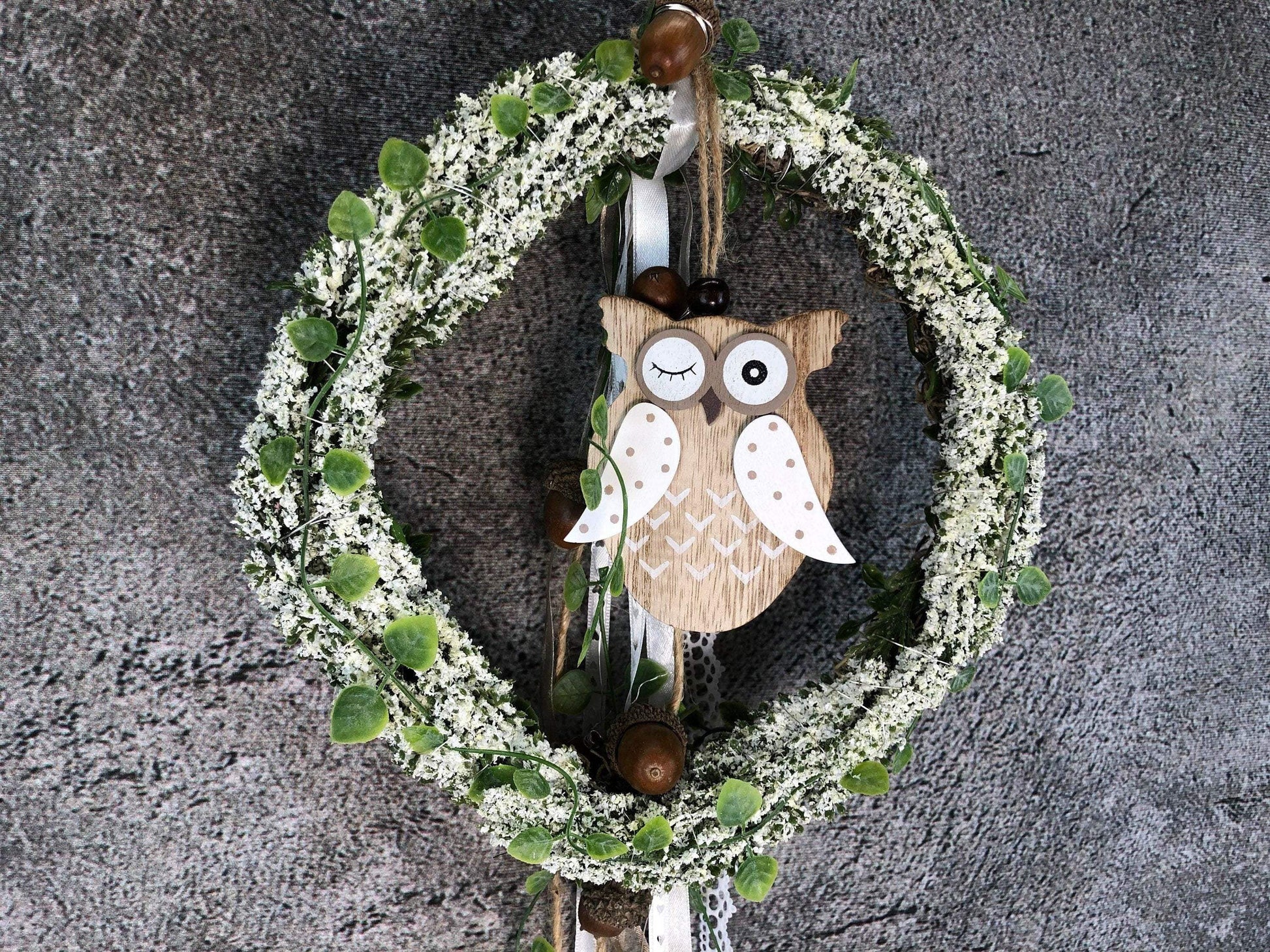 Türkranz Heide Eule Herbst Herbstlich Türschmuck Modern Wunschfarbe Wunschgröße Tür Schmuck ganzjährig – handgemacht aus Seiden- und Kunstblumen, langlebig & pflegeleicht von SarahsFlowerStudio