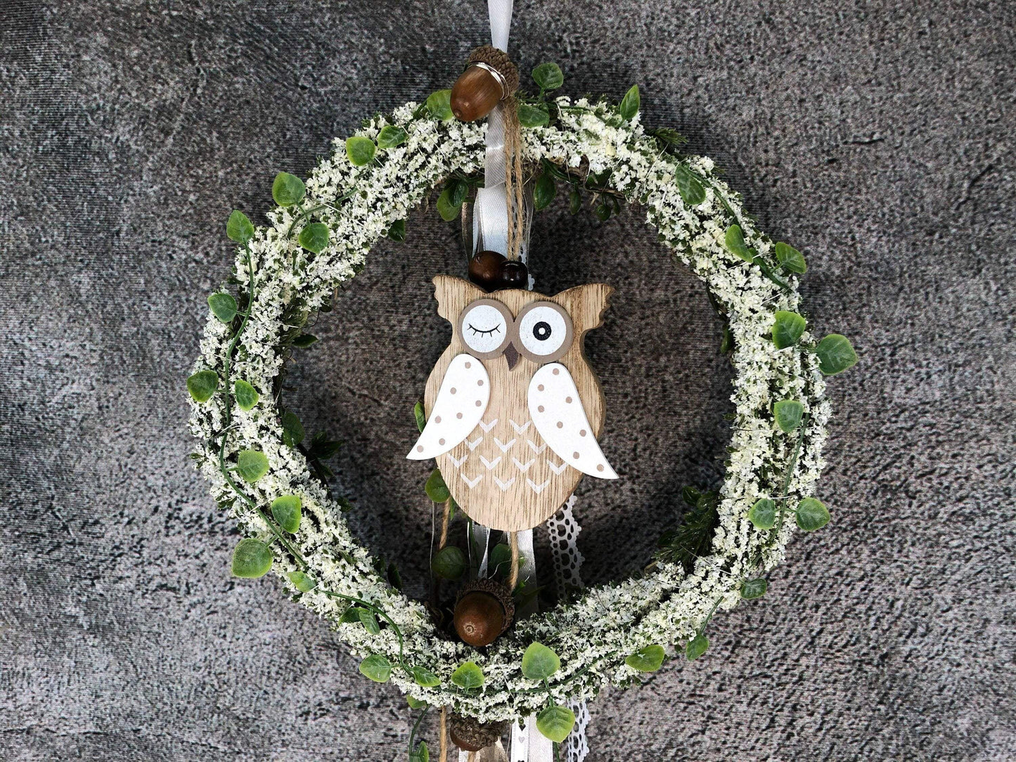 Türkranz Heide Eule Herbst Herbstlich Türschmuck Modern Wunschfarbe Wunschgröße Tür Schmuck ganzjährig – handgemacht aus Seiden- und Kunstblumen, langlebig & pflegeleicht von SarahsFlowerStudio