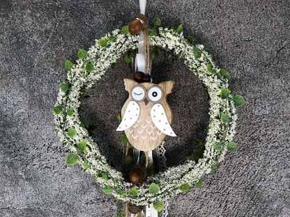 Türkranz Heide Eule Herbst Herbstlich Türschmuck Modern Wunschfarbe Wunschgröße Tür Schmuck ganzjährig – handgemacht aus Seiden- und Kunstblumen, langlebig & pflegeleicht von SarahsFlowerStudio