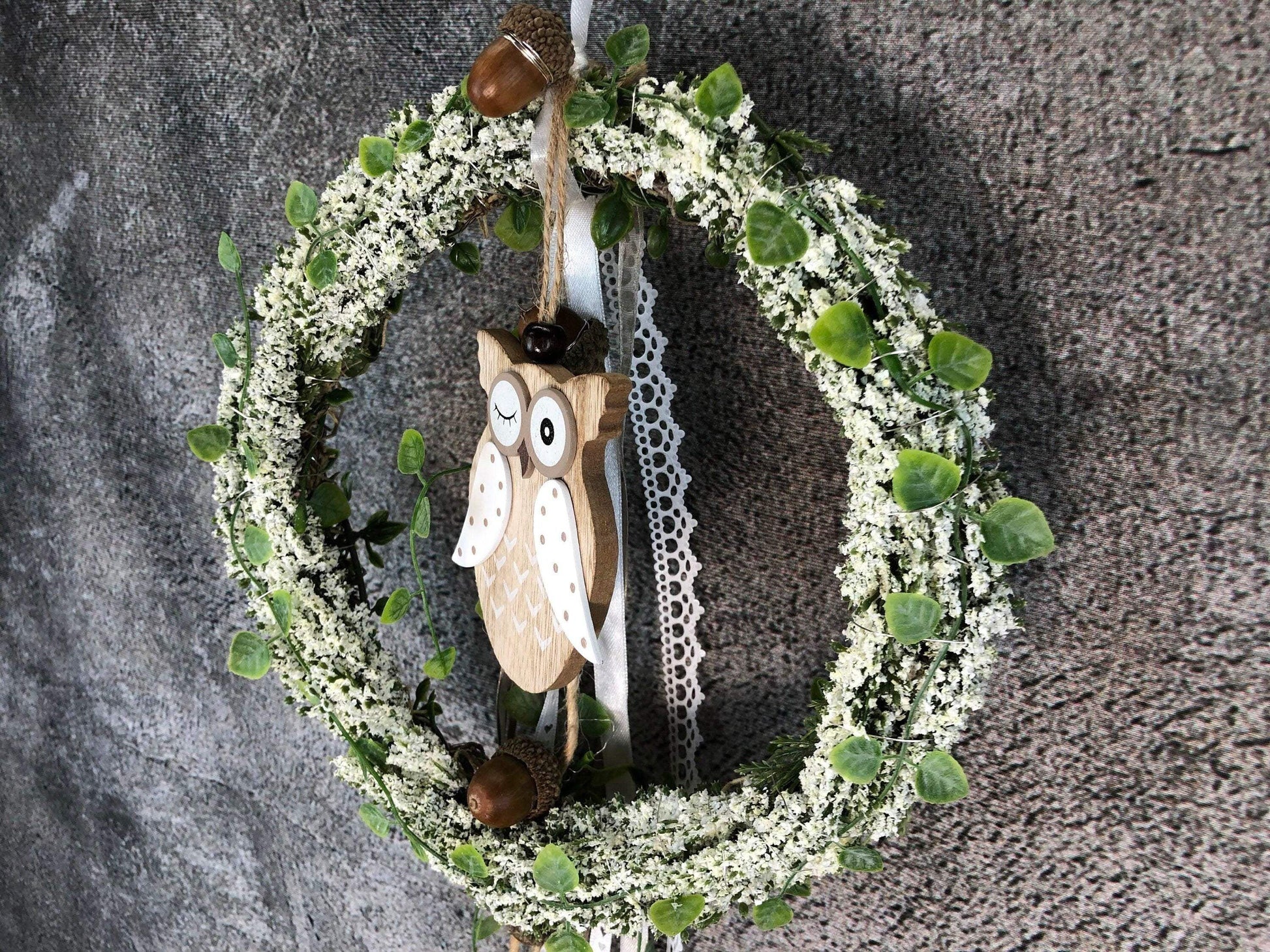 Türkranz Heide Eule Herbst Herbstlich Türschmuck Modern Wunschfarbe Wunschgröße Tür Schmuck ganzjährig – handgemacht aus Seiden- und Kunstblumen, langlebig & pflegeleicht von SarahsFlowerStudio