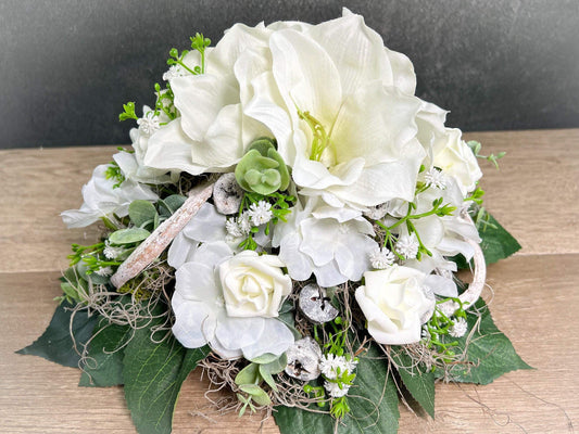 Grabgesteck Grabschmuck Gesteck Grab Allerheiligen extra Schwer Grave Arrangument grave flowers longlasting Grabdeko Grabdekoration – handgemacht aus Seiden- und Kunstblumen, langlebig & pflegeleicht von SarahsFlowerStudio