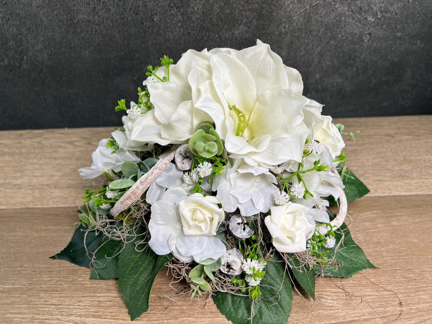 Grabgesteck Grabschmuck Gesteck Grab Allerheiligen extra Schwer Grave Arrangument grave flowers longlasting Grabdeko Grabdekoration – handgemacht aus Seiden- und Kunstblumen, langlebig & pflegeleicht von SarahsFlowerStudio